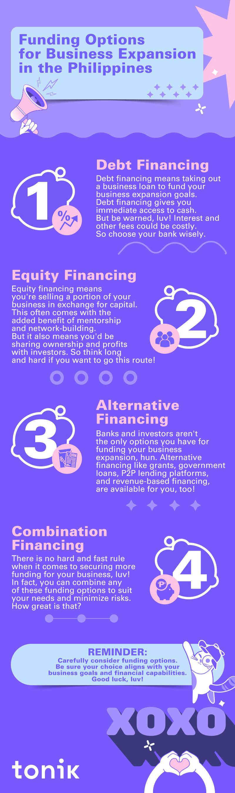 Infographic that summarizes top funding options for business expansion in the Philippines